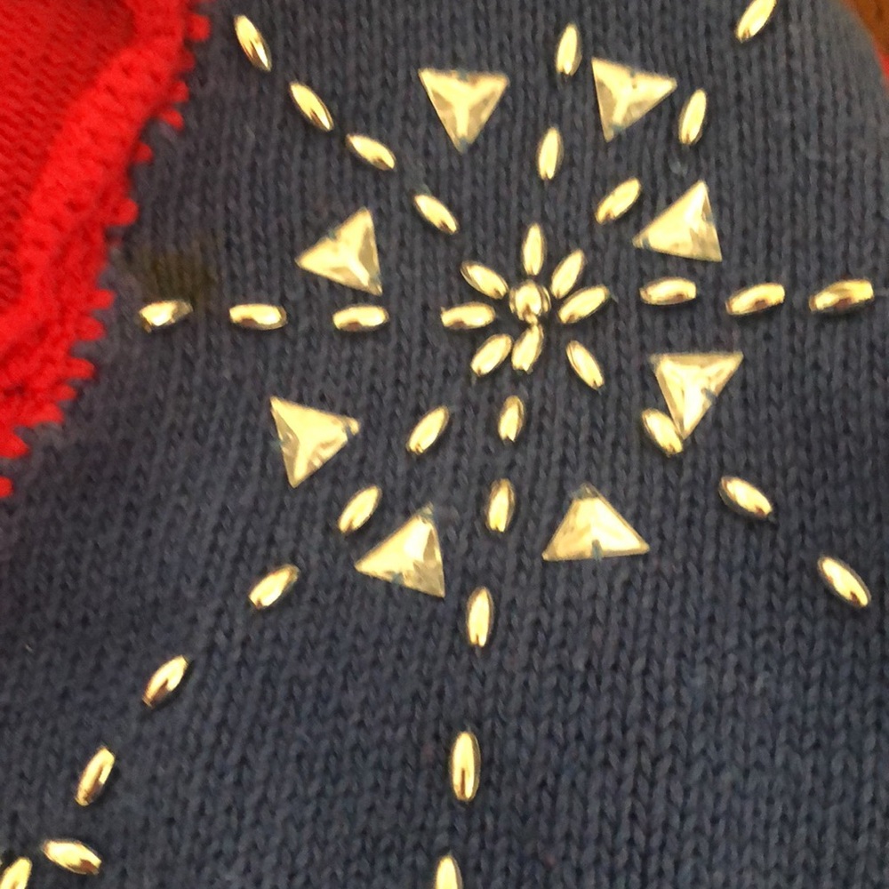 Woman’s rare Eagles Eye VTG Y2k festival scalloped knit Christmas vest - Picture 9 of 13